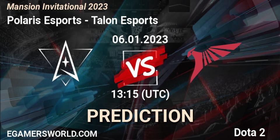Polaris Esports vs Talon Esports: Betting TIp, Match Prediction. 07.01.2023 at 09:00. Dota 2, Mansion Invitational 2023