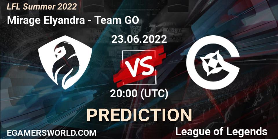 Mirage Elyandra vs Team GO: Betting TIp, Match Prediction. 23.06.2022 at 20:00. LoL, LFL Summer 2022