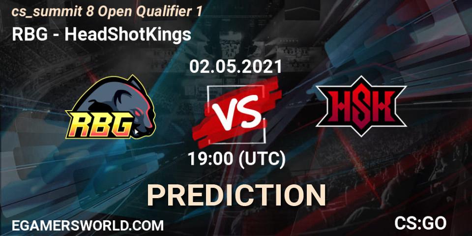 RBG vs HeadShotKings: Betting TIp, Match Prediction. 02.05.2021 at 19:00. Counter-Strike (CS2), cs_summit 8 Open Qualifier 1