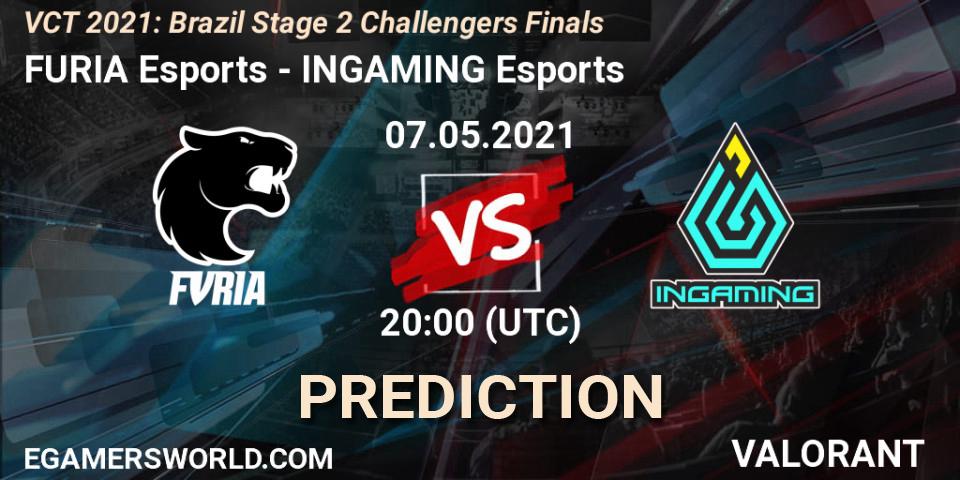 FURIA Esports vs INGAMING Esports: Betting TIp, Match Prediction. 07.05.2021 at 20:00. VALORANT, VCT 2021: Brazil Stage 2 Challengers Finals