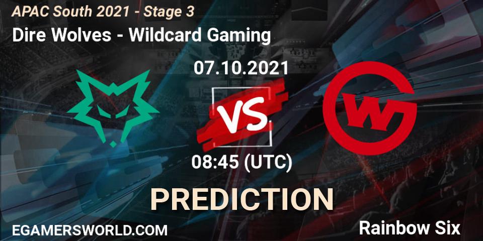 Dire Wolves vs Wildcard Gaming: Betting TIp, Match Prediction. 07.10.2021 at 08:30. Rainbow Six, APAC South 2021 - Stage 3