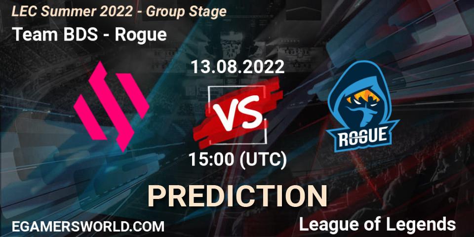 Team BDS vs Rogue: Betting TIp, Match Prediction. 13.08.22. LoL, LEC Summer 2022 - Group Stage