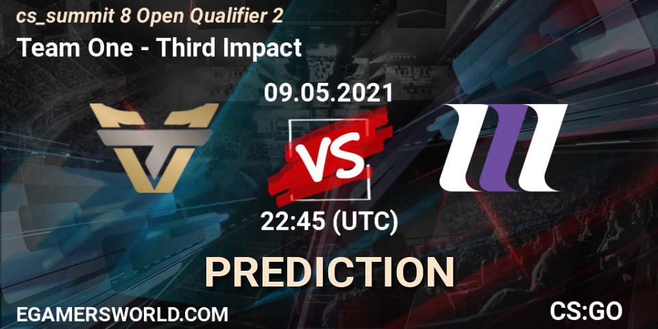 Team One vs Third Impact: Betting TIp, Match Prediction. 09.05.2021 at 22:45. Counter-Strike (CS2), cs_summit 8 Open Qualifier 2