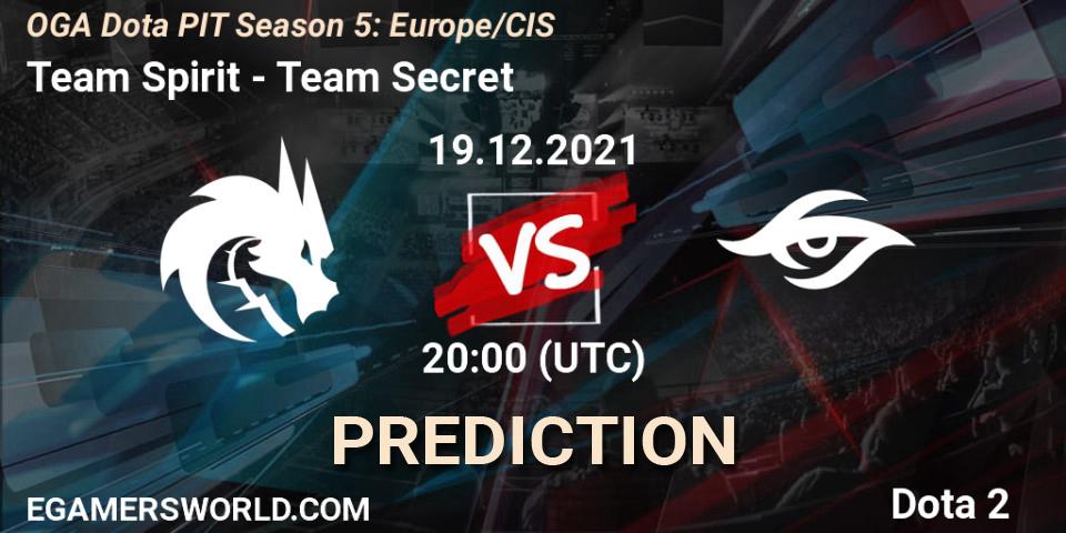 Team Spirit vs Team Secret: Betting TIp, Match Prediction. 19.12.21. Dota 2, OGA Dota PIT Season 5: Europe/CIS