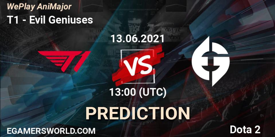 T1 vs Evil Geniuses: Betting TIp, Match Prediction. 13.06.21. Dota 2, WePlay AniMajor 2021