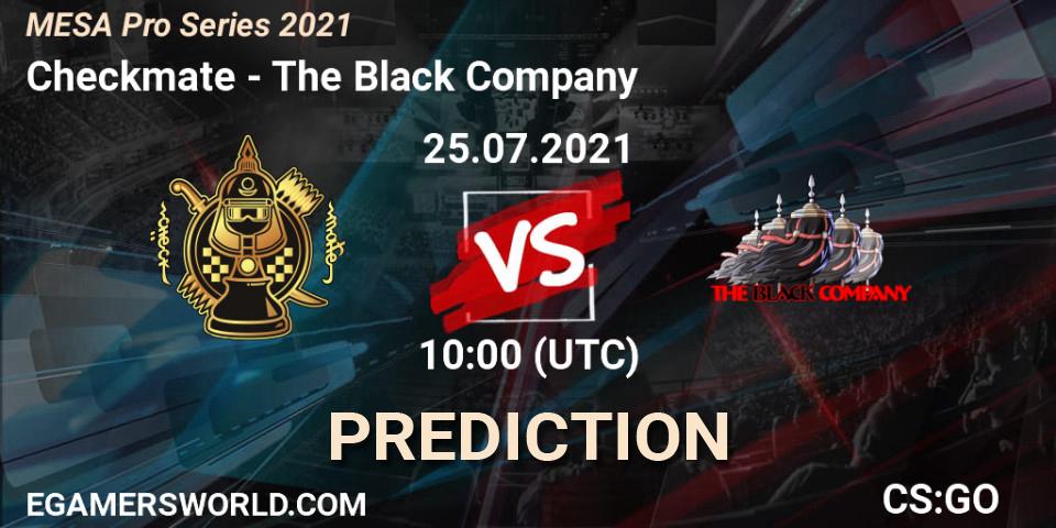 Checkmate vs The Black Company: Betting TIp, Match Prediction. 25.07.2021 at 12:00. Counter-Strike (CS2), MESA Pro Series 2021