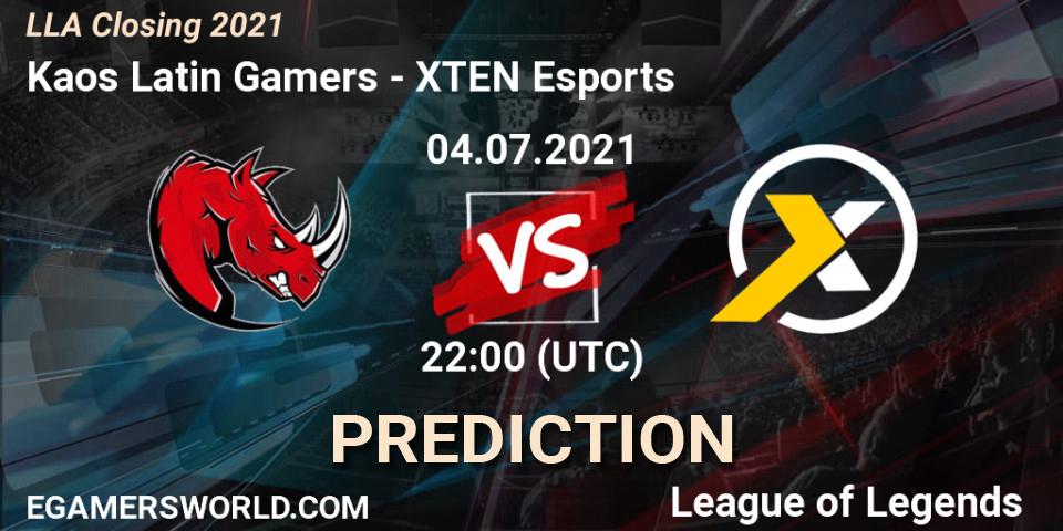 Kaos Latin Gamers vs XTEN Esports: Betting TIp, Match Prediction. 05.07.21. LoL, LLA Closing 2021