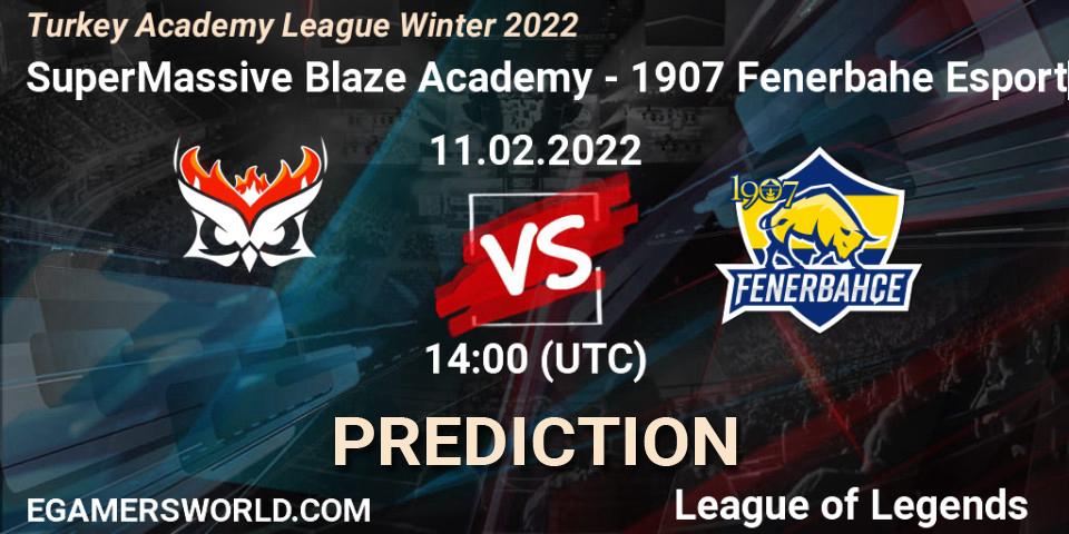 SuperMassive Blaze Academy vs 1907 Fenerbahçe Esports Academy: Betting TIp, Match Prediction. 11.02.2022 at 14:00. LoL, Turkey Academy League Winter 2022