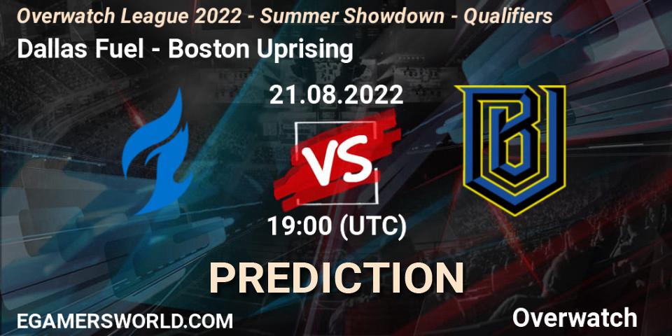 Dallas Fuel vs Boston Uprising: Betting TIp, Match Prediction. 21.08.22. Overwatch, Overwatch League 2022 - Summer Showdown - Qualifiers