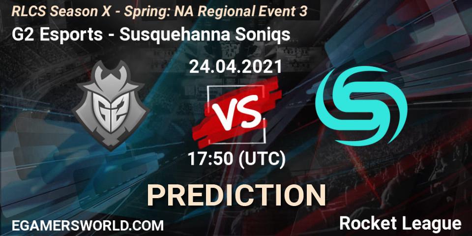 G2 Esports vs Susquehanna Soniqs: Betting TIp, Match Prediction. 24.04.2021 at 17:50. Rocket League, RLCS Season X - Spring: NA Regional Event 3