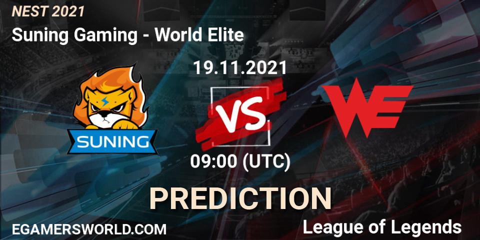 Suning Gaming vs World Elite: Betting TIp, Match Prediction. 19.11.21. LoL, NEST 2021