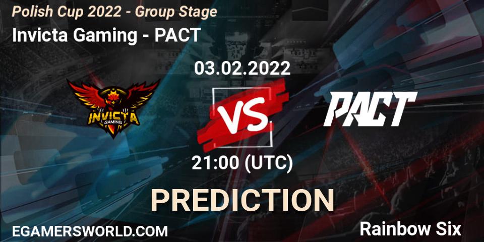 Invicta Gaming vs PACT: Betting TIp, Match Prediction. 03.02.2022 at 21:00. Rainbow Six, Polish Cup 2022 - Group Stage