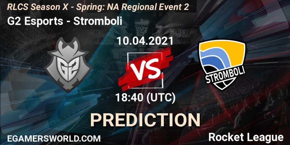 G2 Esports vs Stromboli: Betting TIp, Match Prediction. 10.04.2021 at 18:20. Rocket League, RLCS Season X - Spring: NA Regional Event 2