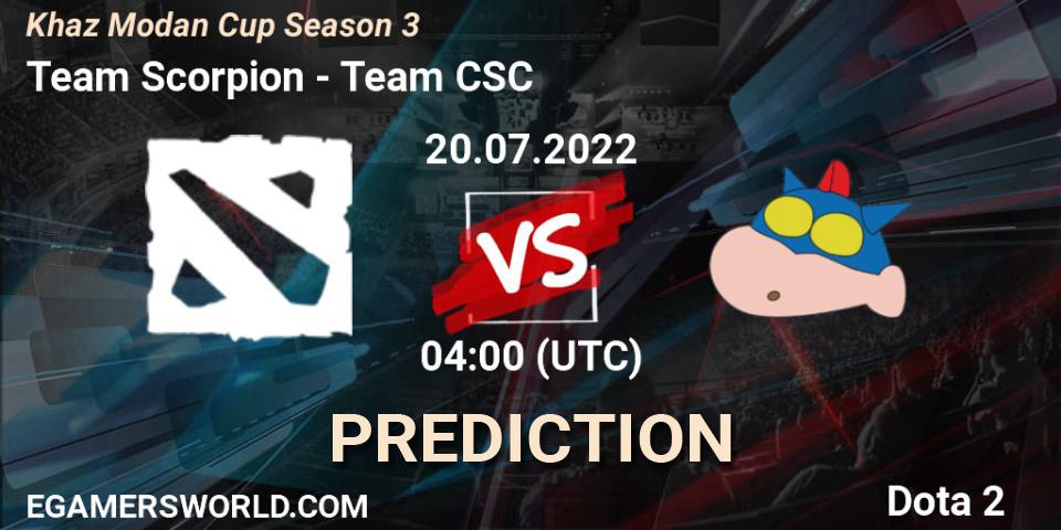 Team Scorpion vs Team CSC: Betting TIp, Match Prediction. 20.07.2022 at 04:06. Dota 2, Khaz Modan Cup Season 3