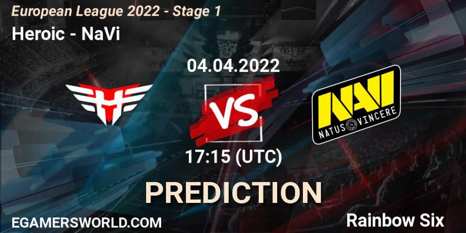 Heroic vs NaVi: Betting TIp, Match Prediction. 04.04.2022 at 17:15. Rainbow Six, European League 2022 - Stage 1