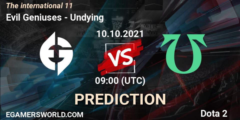 Evil Geniuses vs Undying: Betting TIp, Match Prediction. 10.10.2021 at 09:55. Dota 2, The Internationa 2021