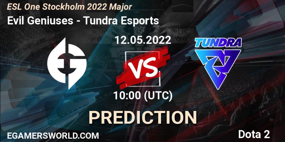 Evil Geniuses vs Tundra Esports: Betting TIp, Match Prediction. 12.05.2022 at 10:18. Dota 2, ESL One Stockholm 2022 Major