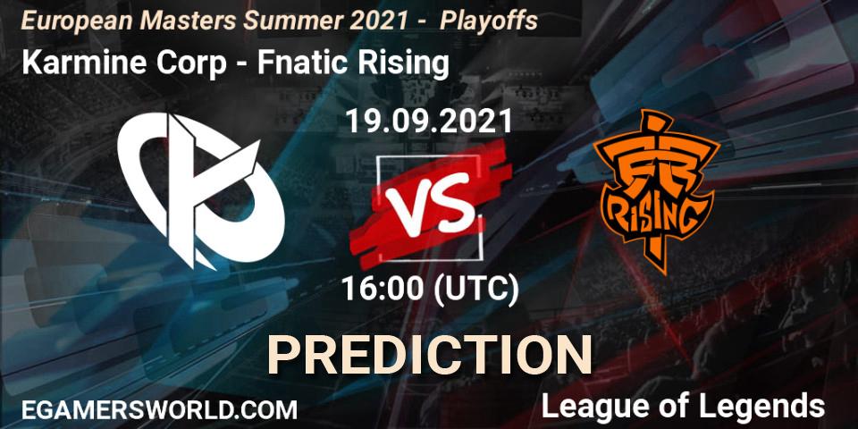 Karmine Corp vs Fnatic Rising: Betting TIp, Match Prediction. 19.09.21. LoL, European Masters Summer 2021 - Playoffs