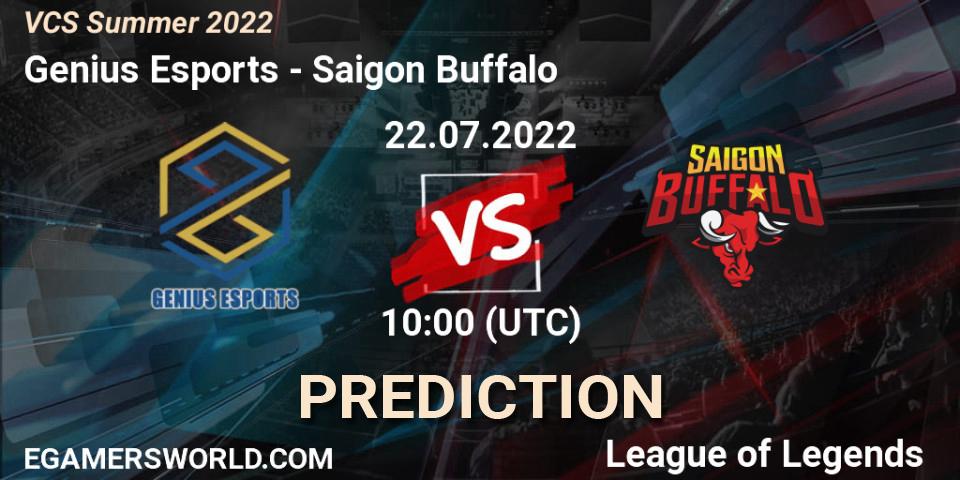 Genius Esports vs Saigon Buffalo: Betting TIp, Match Prediction. 22.07.2022 at 10:00. LoL, VCS Summer 2022
