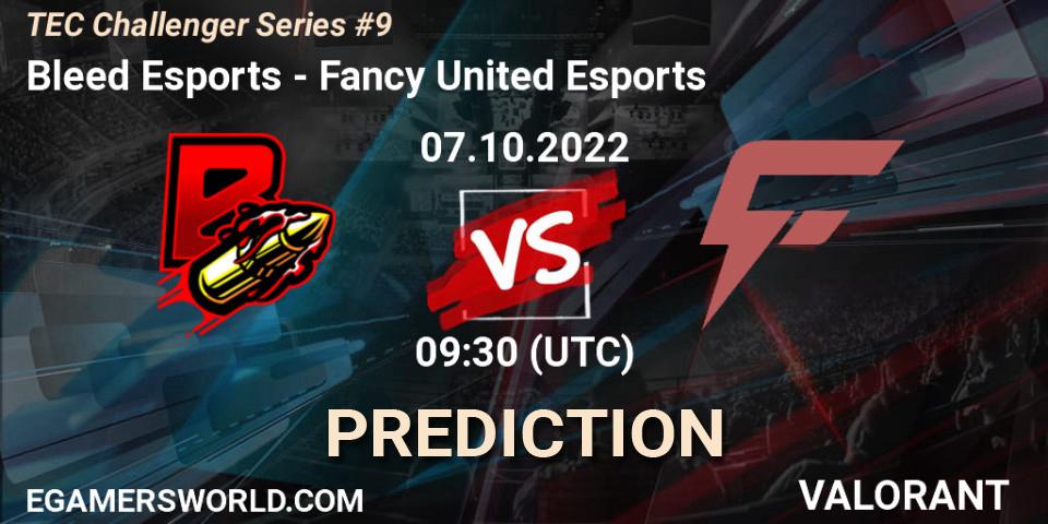 Bleed Esports vs Fancy United Esports: Betting TIp, Match Prediction. 07.10.2022 at 09:50. VALORANT, TEC Challenger Series #9
