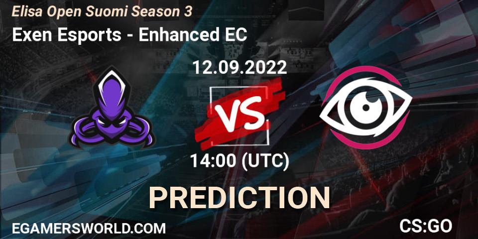 Exen Esports vs Enhanced EC: Betting TIp, Match Prediction. 12.09.2022 at 14:00. Counter-Strike (CS2), Elisa Open Suomi Season 3