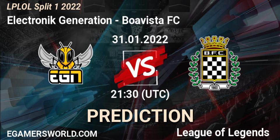 Electronik Generation vs Boavista FC: Betting TIp, Match Prediction. 31.01.2022 at 21:10. LoL, LPLOL Split 1 2022
