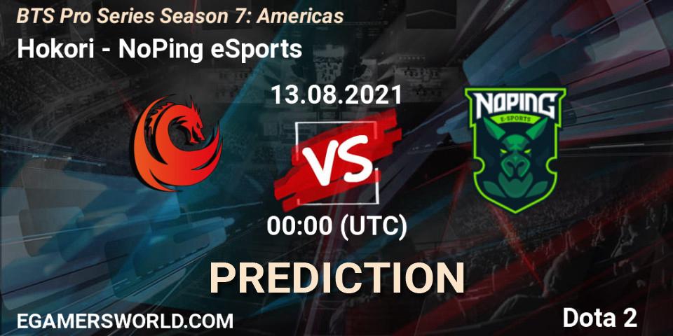 Hokori vs NoPing eSports: Betting TIp, Match Prediction. 12.08.2021 at 20:01. Dota 2, BTS Pro Series Season 7: Americas