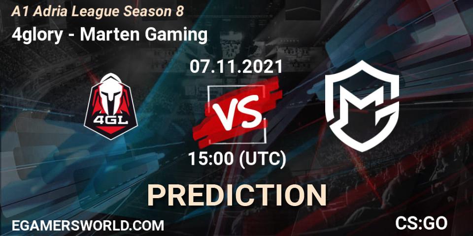 4glory vs Marten Gaming: Betting TIp, Match Prediction. 07.11.2021 at 15:00. Counter-Strike (CS2), A1 Adria League Season 8