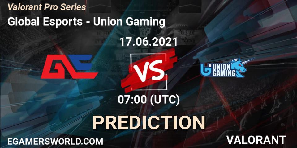 Global Esports vs Union Gaming: Betting TIp, Match Prediction. 17.06.2021 at 07:00. VALORANT, Valorant Pro Series