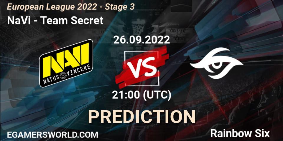 NaVi vs Team Secret: Betting TIp, Match Prediction. 26.09.22. Rainbow Six, European League 2022 - Stage 3