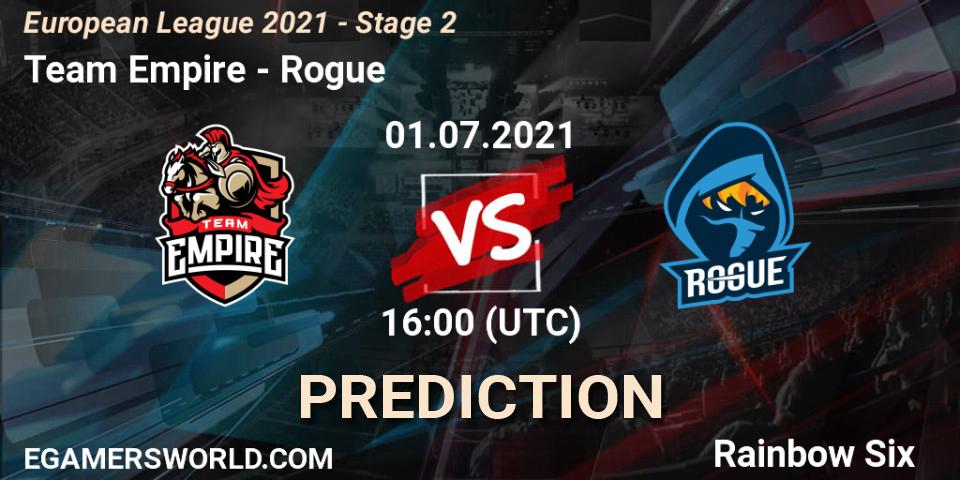 Team Empire vs Rogue: Betting TIp, Match Prediction. 01.07.21. Rainbow Six, European League 2021 - Stage 2