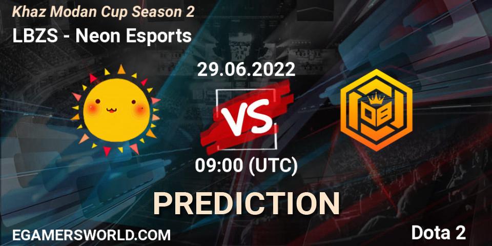 LBZS vs Neon Esports: Betting TIp, Match Prediction. 29.06.2022 at 09:11. Dota 2, Khaz Modan Cup Season 2