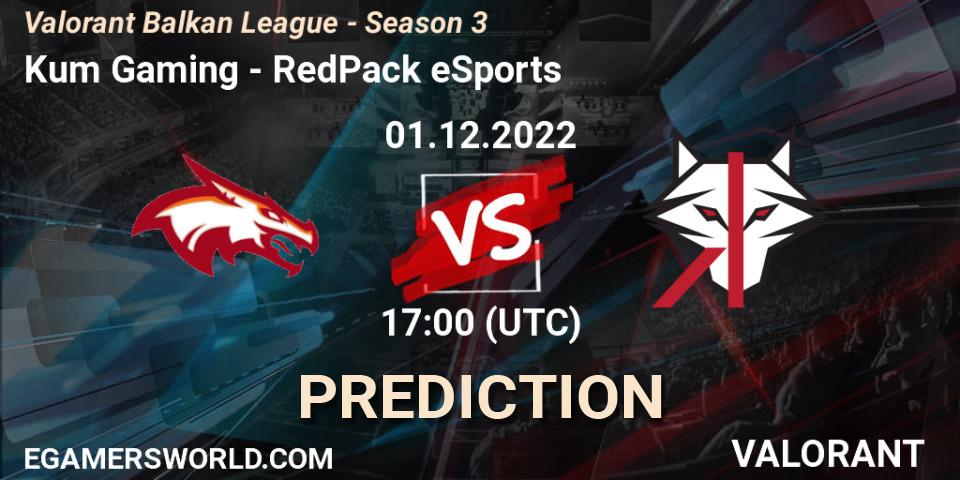Kum Gaming vs RedPack eSports: Betting TIp, Match Prediction. 01.12.22. VALORANT, Valorant Balkan League - Season 3