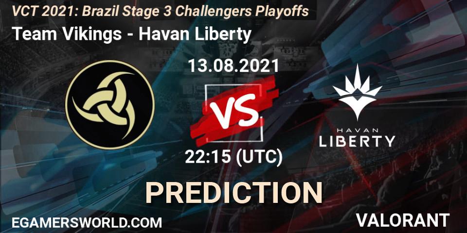 Team Vikings vs Havan Liberty: Betting TIp, Match Prediction. 13.08.2021 at 23:30. VALORANT, VCT 2021: Brazil Stage 3 Challengers Playoffs