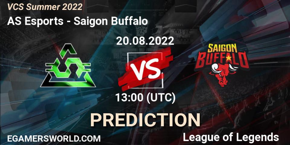 AS Esports vs Saigon Buffalo: Betting TIp, Match Prediction. 20.08.2022 at 12:00. LoL, VCS Summer 2022