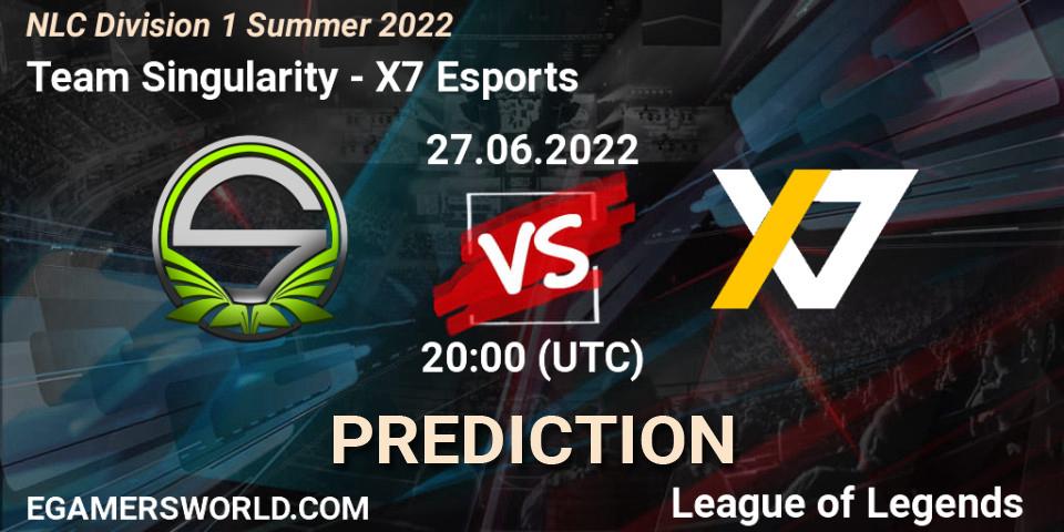 Team Singularity vs X7 Esports: Betting TIp, Match Prediction. 27.06.2022 at 20:00. LoL, NLC Division 1 Summer 2022