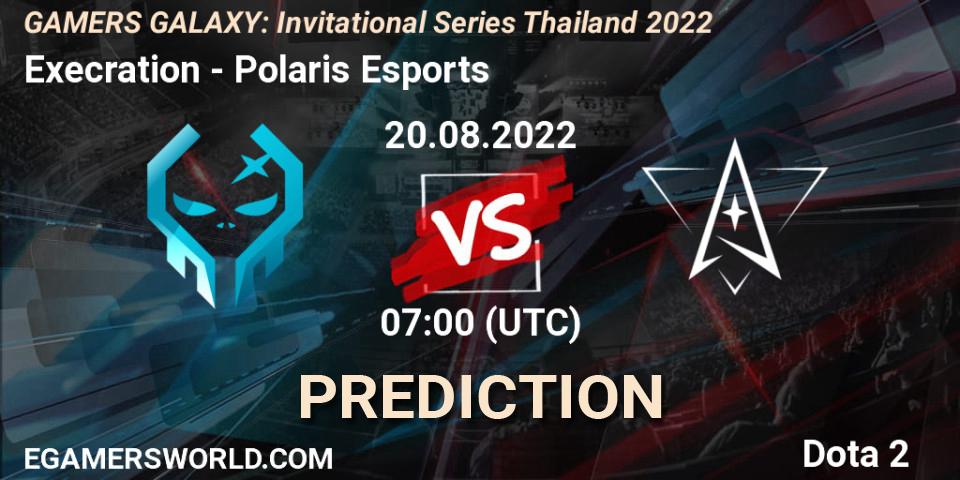 Execration vs Polaris Esports: Betting TIp, Match Prediction. 20.08.2022 at 08:00. Dota 2, GAMERS GALAXY: Invitational Series Thailand 2022