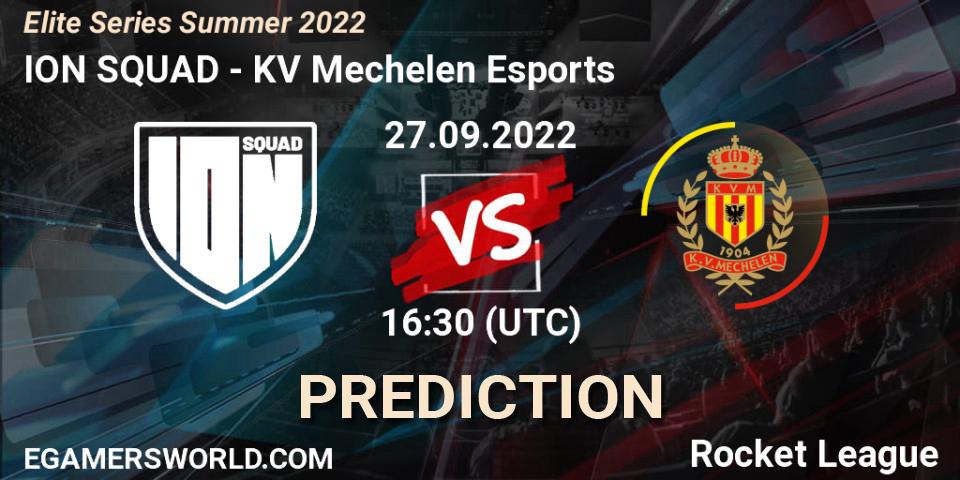 ION SQUAD vs KV Mechelen Esports: Betting TIp, Match Prediction. 27.09.2022 at 16:30. Rocket League, Elite Series Summer 2022
