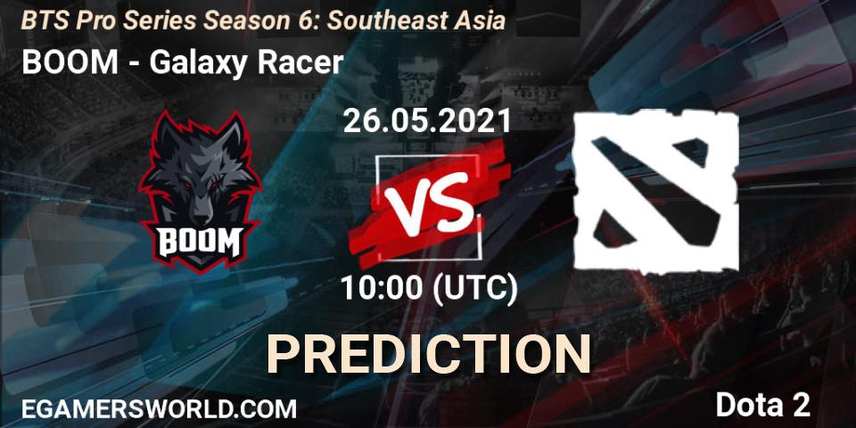 BOOM vs Galaxy Racer: Betting TIp, Match Prediction. 26.05.2021 at 10:17. Dota 2, BTS Pro Series Season 6: Southeast Asia
