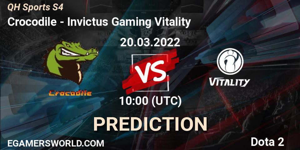 Crocodile vs Invictus Gaming Vitality: Betting TIp, Match Prediction. 20.03.2022 at 08:28. Dota 2, QH Sports S4