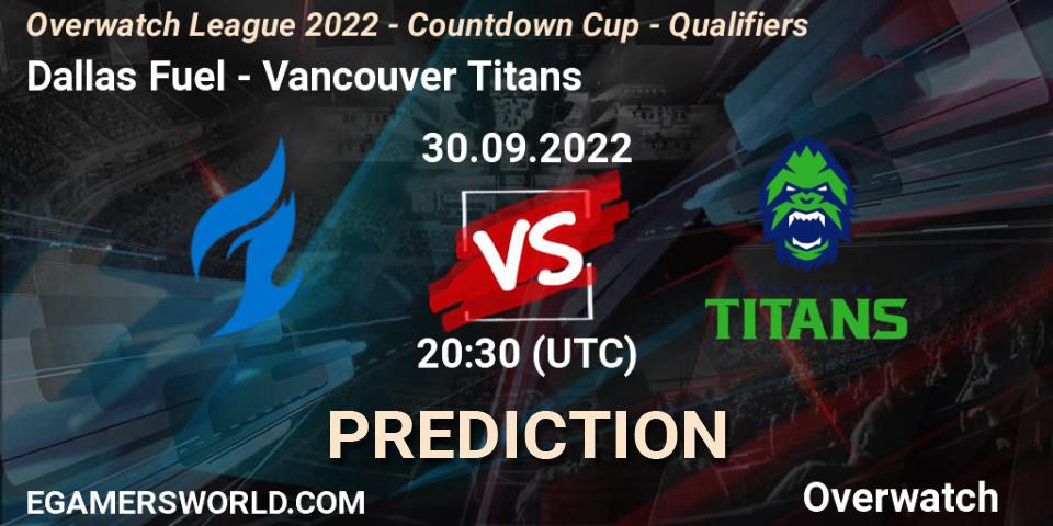 Dallas Fuel vs Vancouver Titans: Betting TIp, Match Prediction. 30.09.22. Overwatch, Overwatch League 2022 - Countdown Cup - Qualifiers