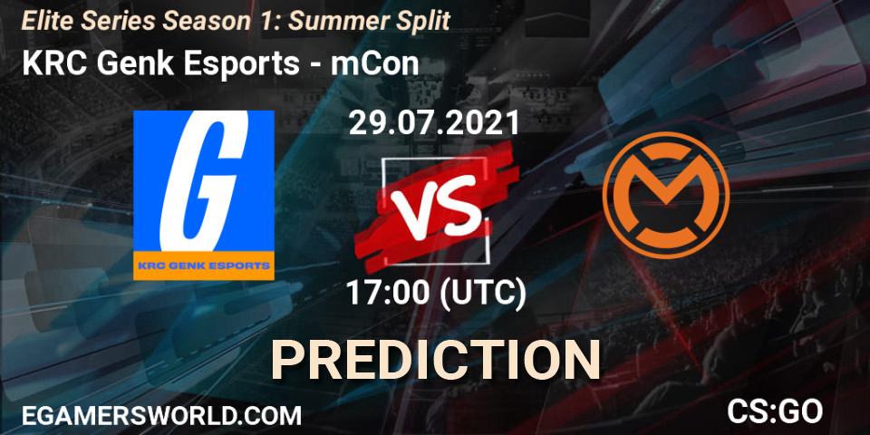 KRC Genk Esports vs mCon: Betting TIp, Match Prediction. 29.07.2021 at 17:00. Counter-Strike (CS2), Elite Series Season 1: Summer Split