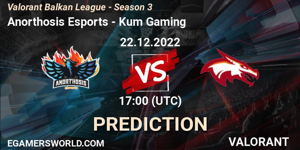Anorthosis Esports vs Kum Gaming: Betting TIp, Match Prediction. 22.12.22. VALORANT, Valorant Balkan League - Season 3