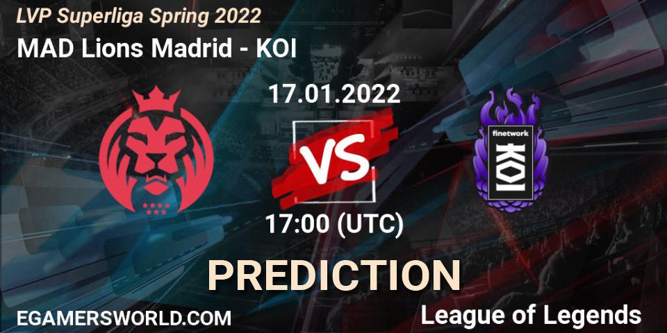 MAD Lions Madrid vs KOI: Betting TIp, Match Prediction. 17.01.22. LoL, LVP Superliga Spring 2022