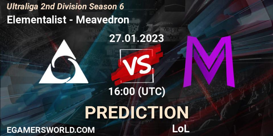 Elementalist vs Meavedron: Betting TIp, Match Prediction. 27.01.2023 at 16:00. LoL, Ultraliga 2nd Division Season 6