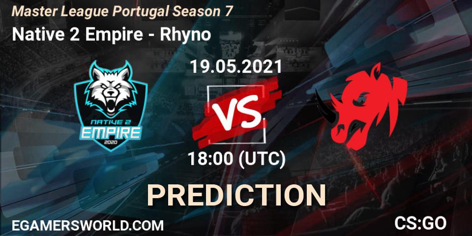 Native 2 Empire vs Rhyno: Betting TIp, Match Prediction. 19.05.2021 at 18:00. Counter-Strike (CS2), Master League Portugal Season 7