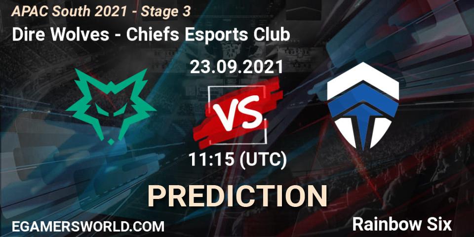 Dire Wolves vs Chiefs Esports Club: Betting TIp, Match Prediction. 23.09.2021 at 11:15. Rainbow Six, APAC South 2021 - Stage 3