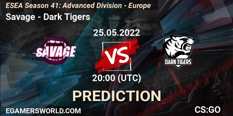 Savage vs Dark Tigers: Betting TIp, Match Prediction. 01.06.2022 at 18:00. Counter-Strike (CS2), ESEA Season 41: Advanced Division - Europe