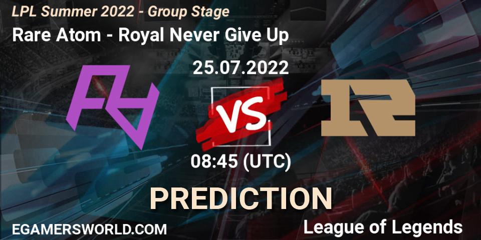 Rare Atom vs Royal Never Give Up: Betting TIp, Match Prediction. 25.07.22. LoL, LPL Summer 2022 - Group Stage