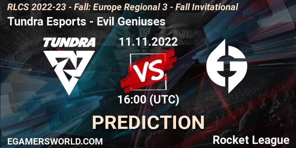 Tundra Esports vs Evil Geniuses: Betting TIp, Match Prediction. 11.11.22. Rocket League, RLCS 2022-23 - Fall: Europe Regional 3 - Fall Invitational